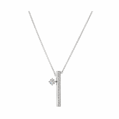 Barre Floating Single Diamond Pavé Pendant Necklace