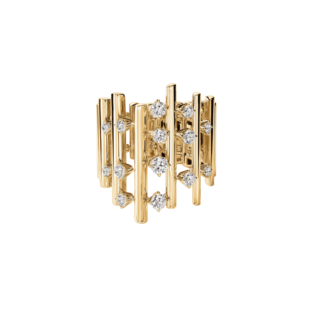 Barre Multi-Row Diamond Ring, Size 6.50