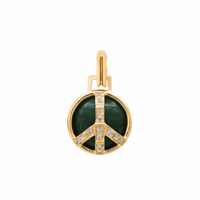 Helena Rose's 14KYG Mini Peace Pendant in Malachite and Diamonds