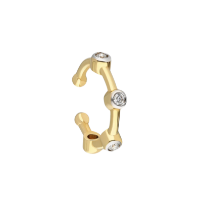 Four Bezel-Set Diamond Ring Ear Cuff