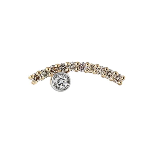 “Acu” Wink Single Stud - Champagne Diamonds with White Diamond Bezel - Single