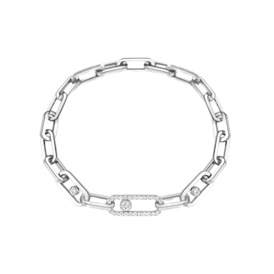 Move Link White Gold Diamond Bracelet