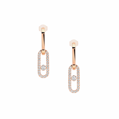 Move Link Diamond Earrings in 18K Rose Gold
