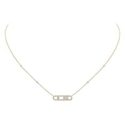 18K Yellow Gold Baby Move Pavé Diamond Necklace