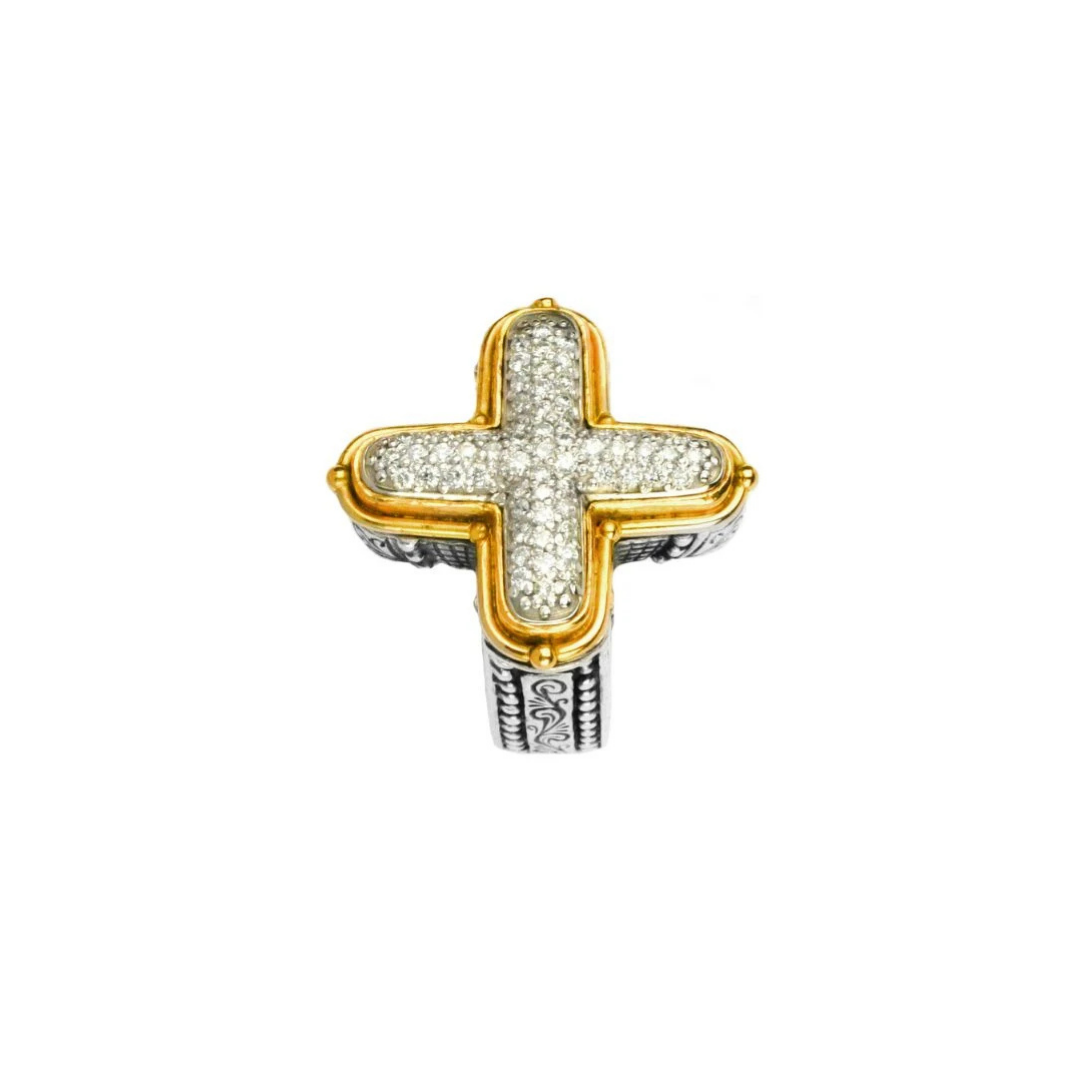 Pave Diamond Cross Ring, size 6.5