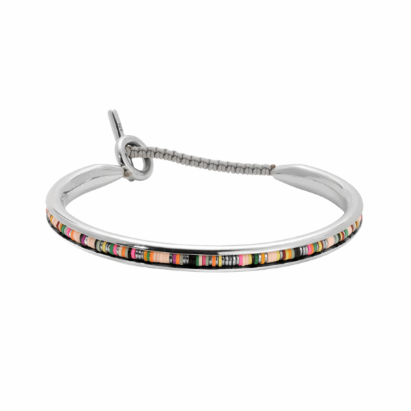Tunal Sterling Silver Cuff in Mint Green Pattern with African Beads