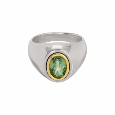 Solitaire Oval Ring Green Peridot, Size 10