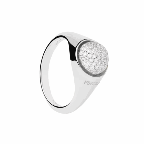 Pavé Moon Silver Ring