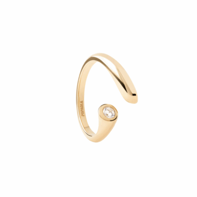 PDPAOLA's Yellow Gold Plated Sterling Silver Carmelle Ring with Zirconia