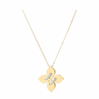 18KYWG Medium Love in Verona Filo Flower Necklace with Diamonds