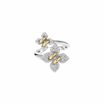 18KWYG  LOVE IN VERONA PAVE DIAMOND DOUBLE FLOWER RING, SIZE 6.5