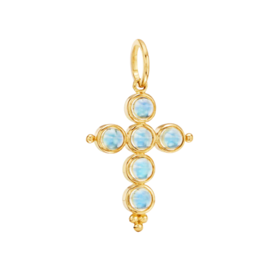 18K Blue Moonstone Cross