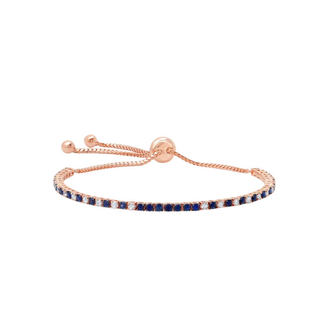 White Diamond & Blue Sapphire Bolo Bracelet
