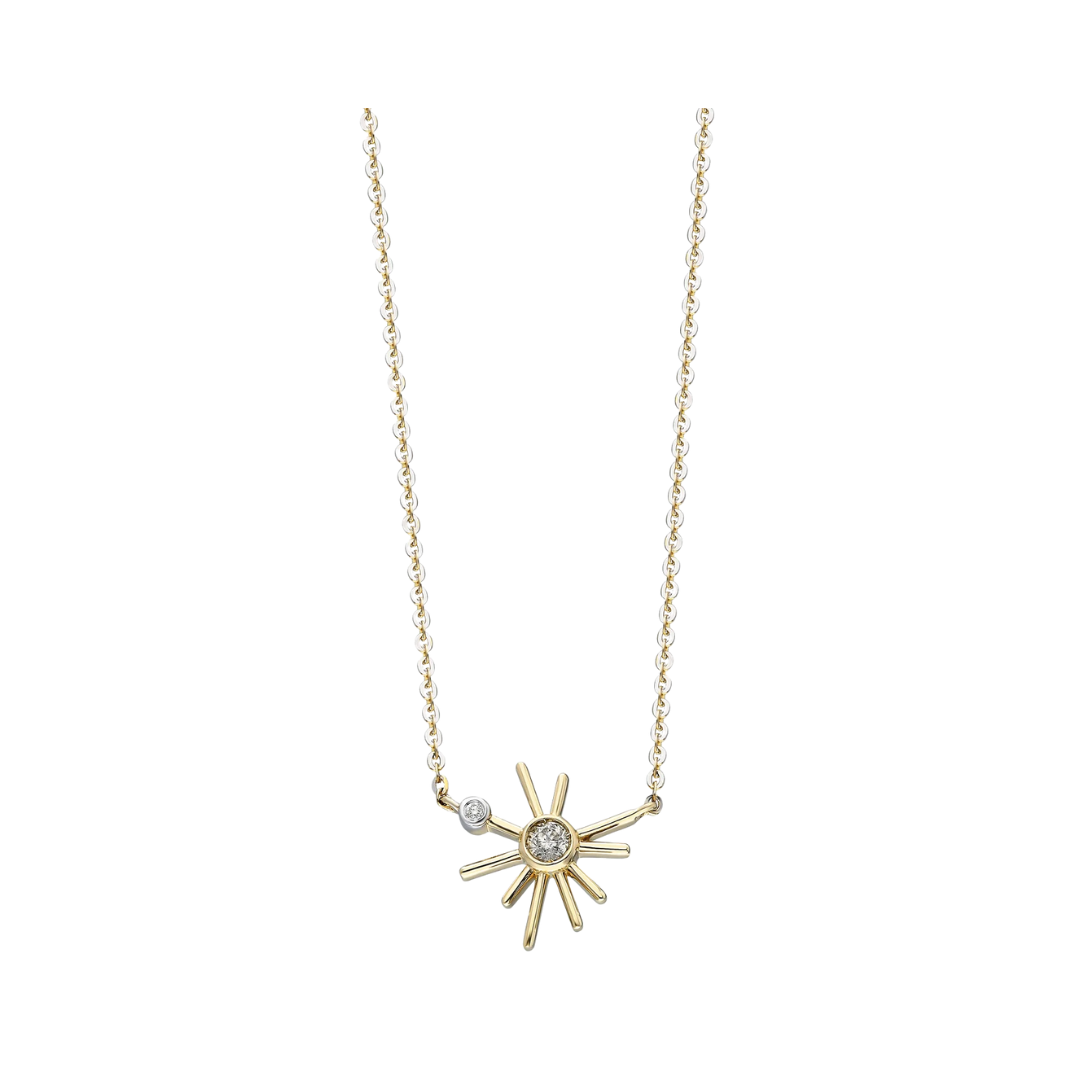 ¡Buenos Días! Mini Sun Necklace - Champagne Diamond and White Diamond