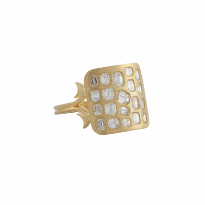 Small Square Ten Table Baguette ring, size 7.5
