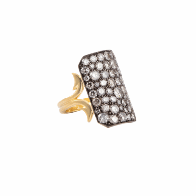 Short Grey Diamond Ten Table Ring, size 7.5