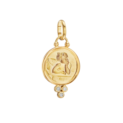 18K Small Diamond Angel Pendant