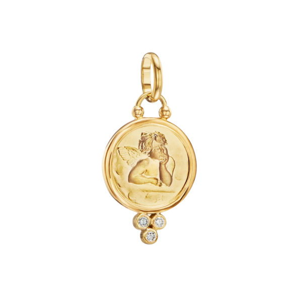 18K Medium Diamond Angel Pendant
