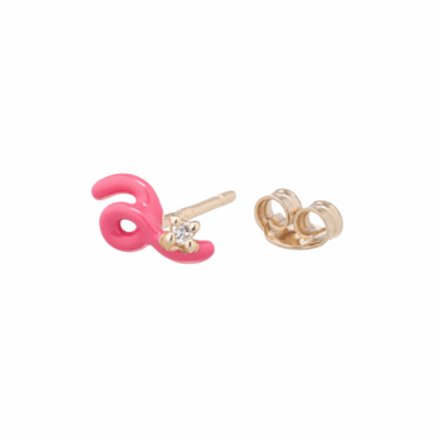 Bea Bongiasca's 9KYG Azalea Enamel Mini Loop Single Earring with Diamond