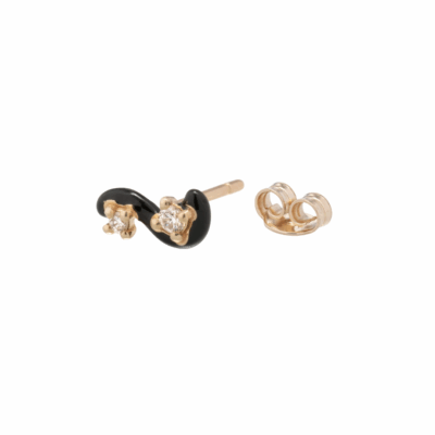 Bea Bongiasca's 9KYG Black Enamel Mini Loop Single Earring with Diamonds