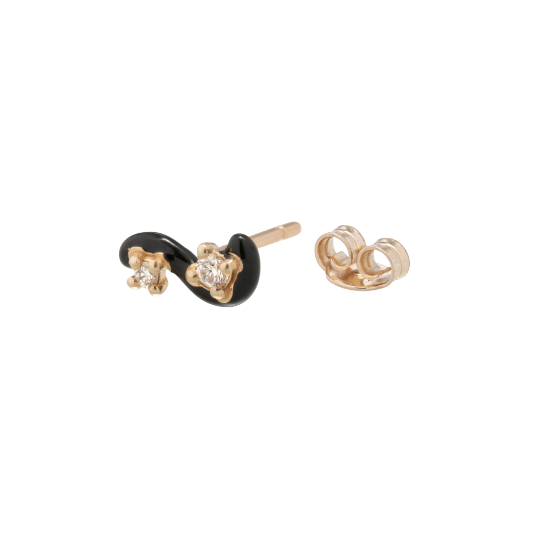 Bea Bongiasca's 9KYG Black Enamel Mini Loop Single Earring with Diamonds