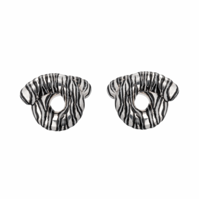 Sterling Silver Tarallo Zebra Earrings with Enamel