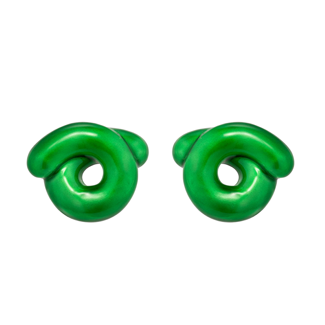 Sterling Silver Tarallo Earrings with Forest Green Enamel