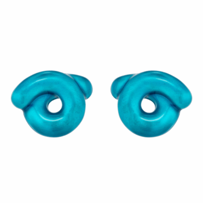 Sterling Silver Tarallo Earrings with Ocean Blue Enamel