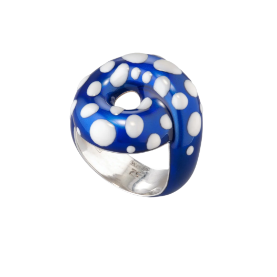 Sterling Silver Tarallo Stingray Ring with Enamel