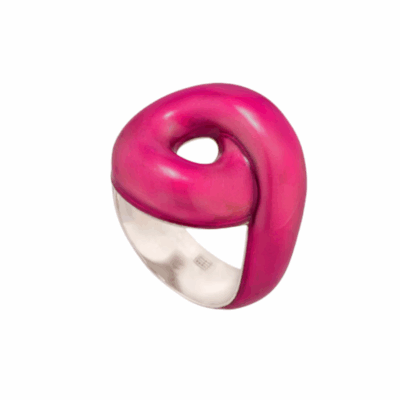 Sterling Silver Tarallo Ring with Flamingo Pink Enamel