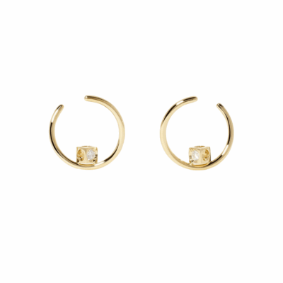 Dinh Van Le Cube Diamond Hoop Earrings in 18K Yellow Gold