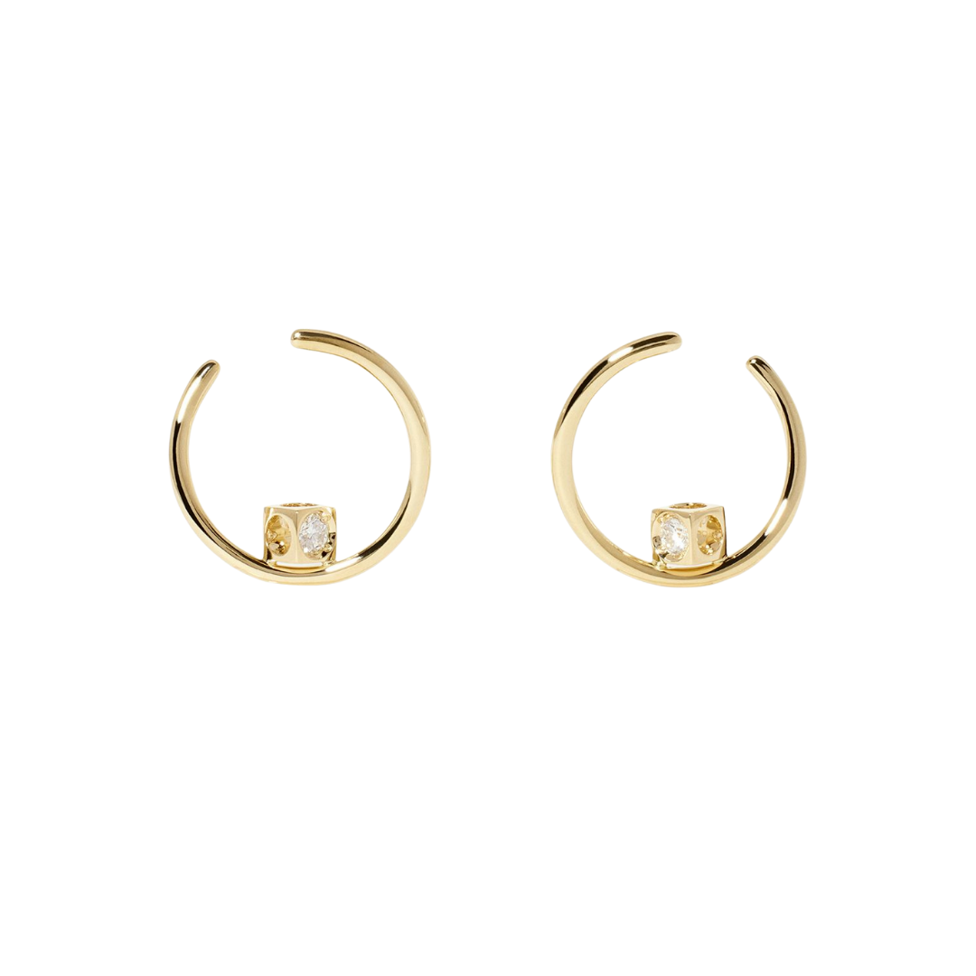 Dinh Van Le Cube Diamond Hoop Earrings in 18K Yellow Gold