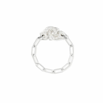 18KWG Menottes R7.5 Chain Ring with Diamonds