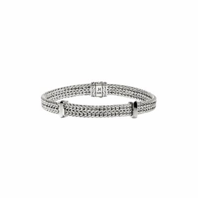 Sterling Silver Icon Link 6mm Flat Chain Bracelet, size Medium