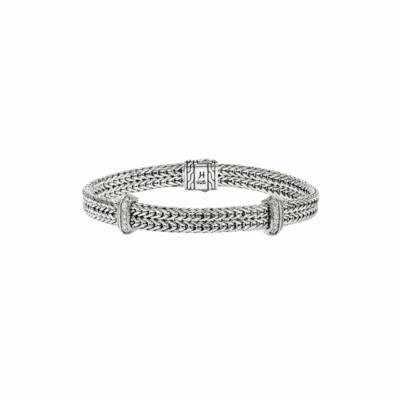 Sterling Silver Icon Link 6mm Flat Chain Bracelet, size Medium