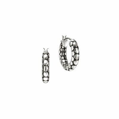 Sterling Silver Dot 15mm Hoop Earrings