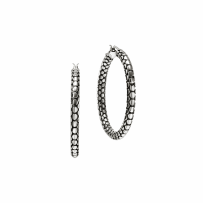 Sterling Silver Dot 37mm Hoop Earrings