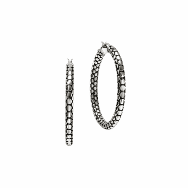 Sterling Silver Dot 37mm Hoop Earrings