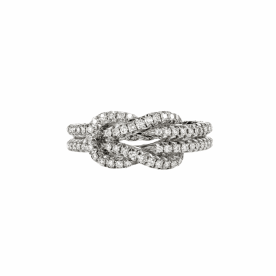 Love Knot Ring, Sterling Silver, Diamonds, size 7