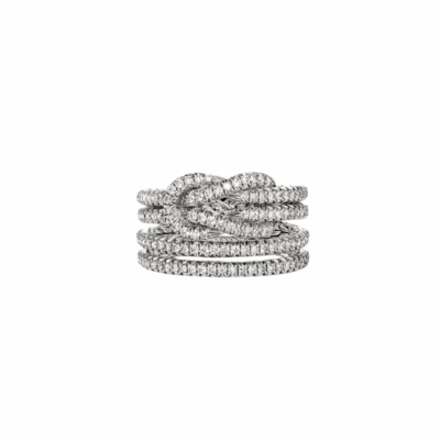 Love Knot Ring, Sterling Silver, Diamonds, size 6