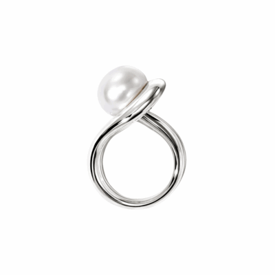 Surf Ring, Sterling Silver, Pearl, size 6