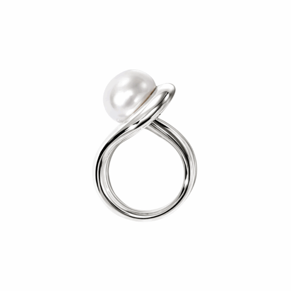 Surf Ring, Sterling Silver, Pearl, size 6