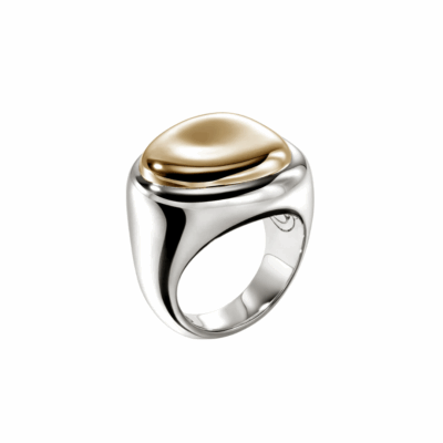 Pebble Ring, Sterling Silver, Gold, size 6