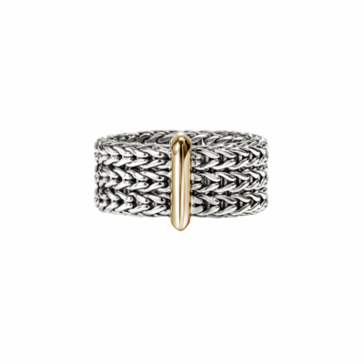 Sterling Silver and 14KYG 9mm Icon Link Band Ring, size 6