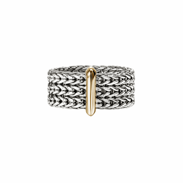 Sterling Silver and 14KYG 9mm Icon Link Band Ring, size 6