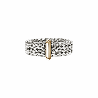 Sterling Silver and 14KYG 6mm Icon Link Band Ring, size 9