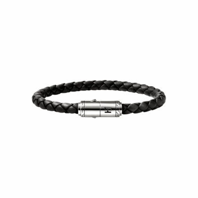 Leather Bracelet, Sterling Silver, 6MM, size Large