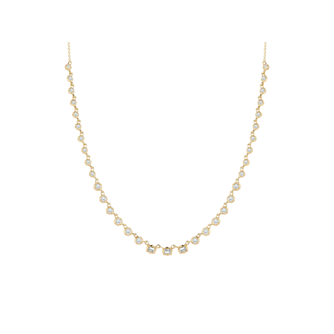 Jade Trau's Small Vanguard Diamond Riviera Necklace in 18KYG with 1.15ct of Diamonds