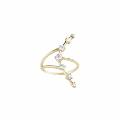 18KYG Crescent Ring with Diamonds