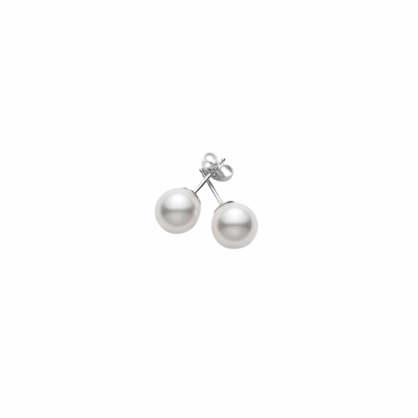 18KWG 7.5-8mm Akoya Pearl Stud Earrings